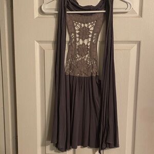Gray shrug with Lace Detail